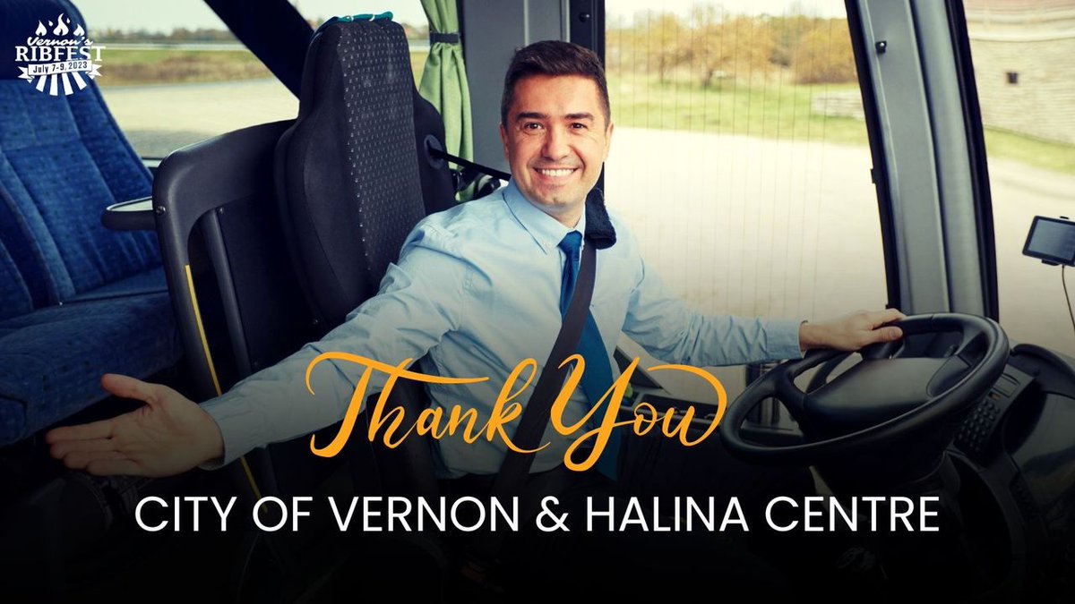 Thank you City of Vernon &amp; Halina Centre for the Shuttle Bus!
Friday until 4:30PM, Sat. &amp; Sun. 10:30 am - 9:00 pm.
Providing rides for Vernon Ribfest guests from Kal Tire Place to O'Keefe Ranch.
100% of donations gifted to Halina Centre!
vernonribfest.com
.
.
.
