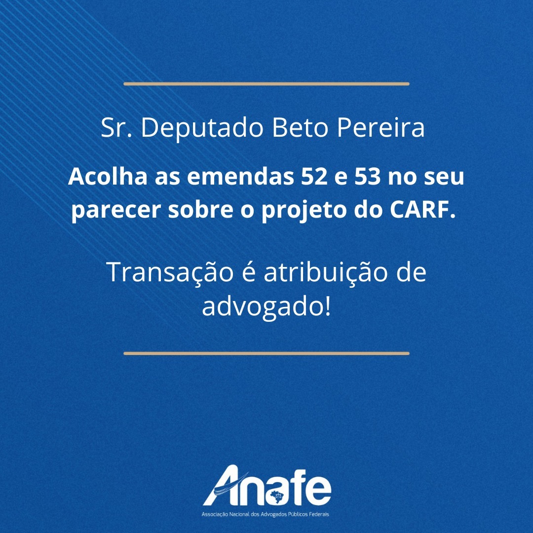 A União não pode assinar renúncia sem um advogado público.
Senhor Deputado, apoie as Emendas 52 e 53 ao PL 3.384 do CARF. 
#transaçãoÉnaAGU