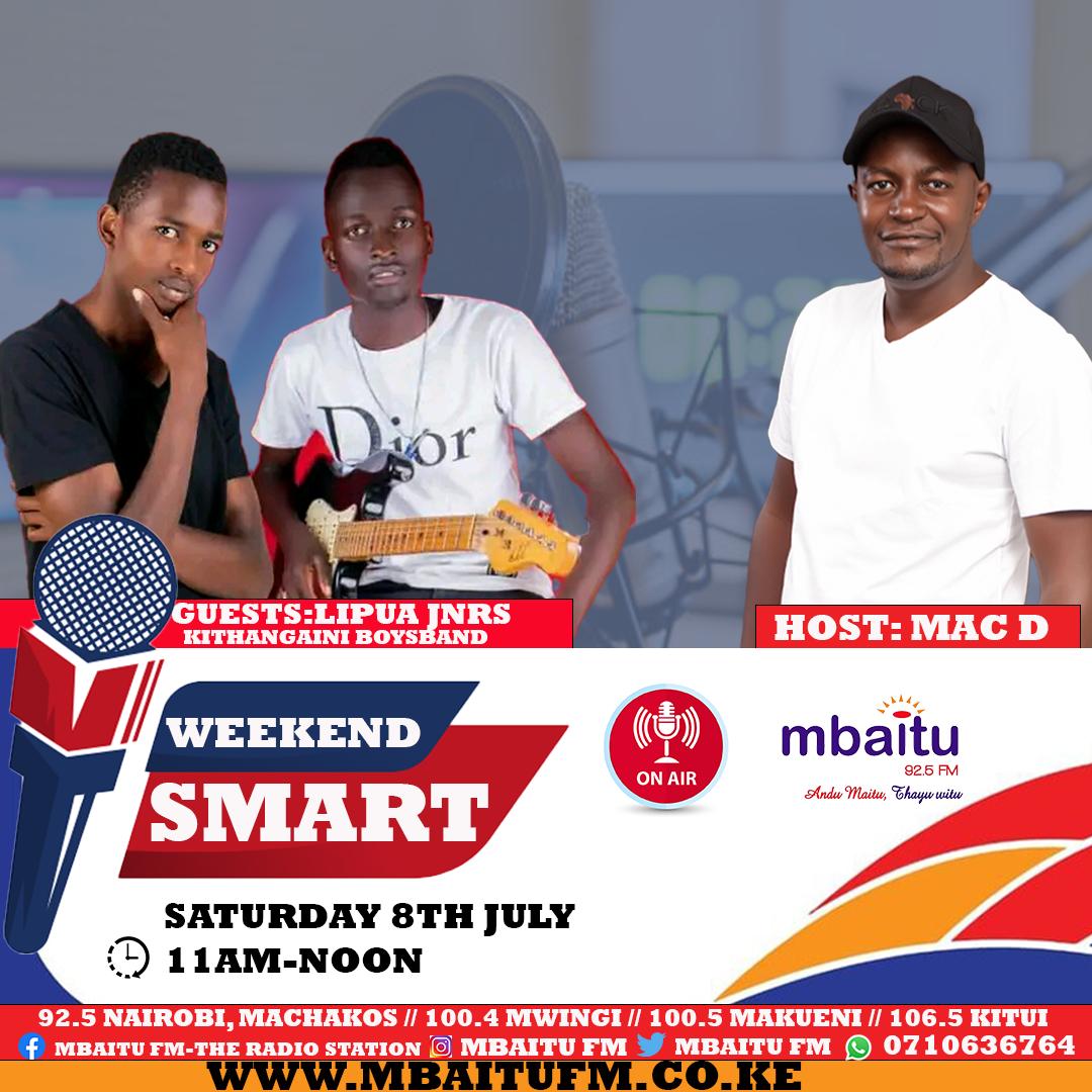 MbaituFM's tweet photo. Komana nake Mac D Ndakitali mweene nthini wa kilungu kya #WeekendSmart vala ukwithiwa na kikundi kya aini kya Lipua Jnrs wenda no umete Kithangaini Boys Band.
Ni kuma saa itaano sya kwakya nginya saa sita sya muthenya. https://t.co/zcvY82IsEp
