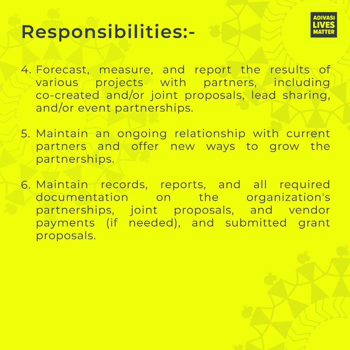 AdivasisMatter's tweet photo. ALM is looking for a Partnership Manager, if you are interested and fit into the mentioned eligibility criteria, APPLY NOW.

#hiring #HIRINGNOW #partnershipmanager #jobhiring https://t.co/bSgldXoSSL