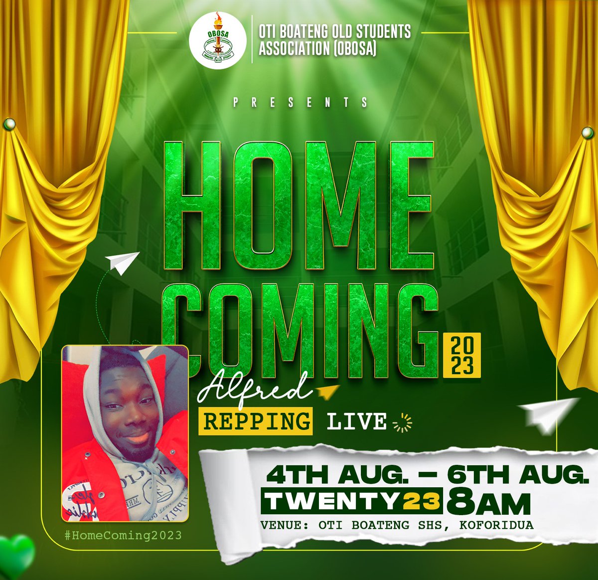Obosanational's tweet photo. “The ruckus of homecoming is brutally enjoyable and everyone makes me feel like a champion.” — Alfred is REPPING, what about you?
#iamrepping
#Homecoming23
#OBOSA
#Abrempong
#obosahomecoming23 https://t.co/DFhsuqvCCF