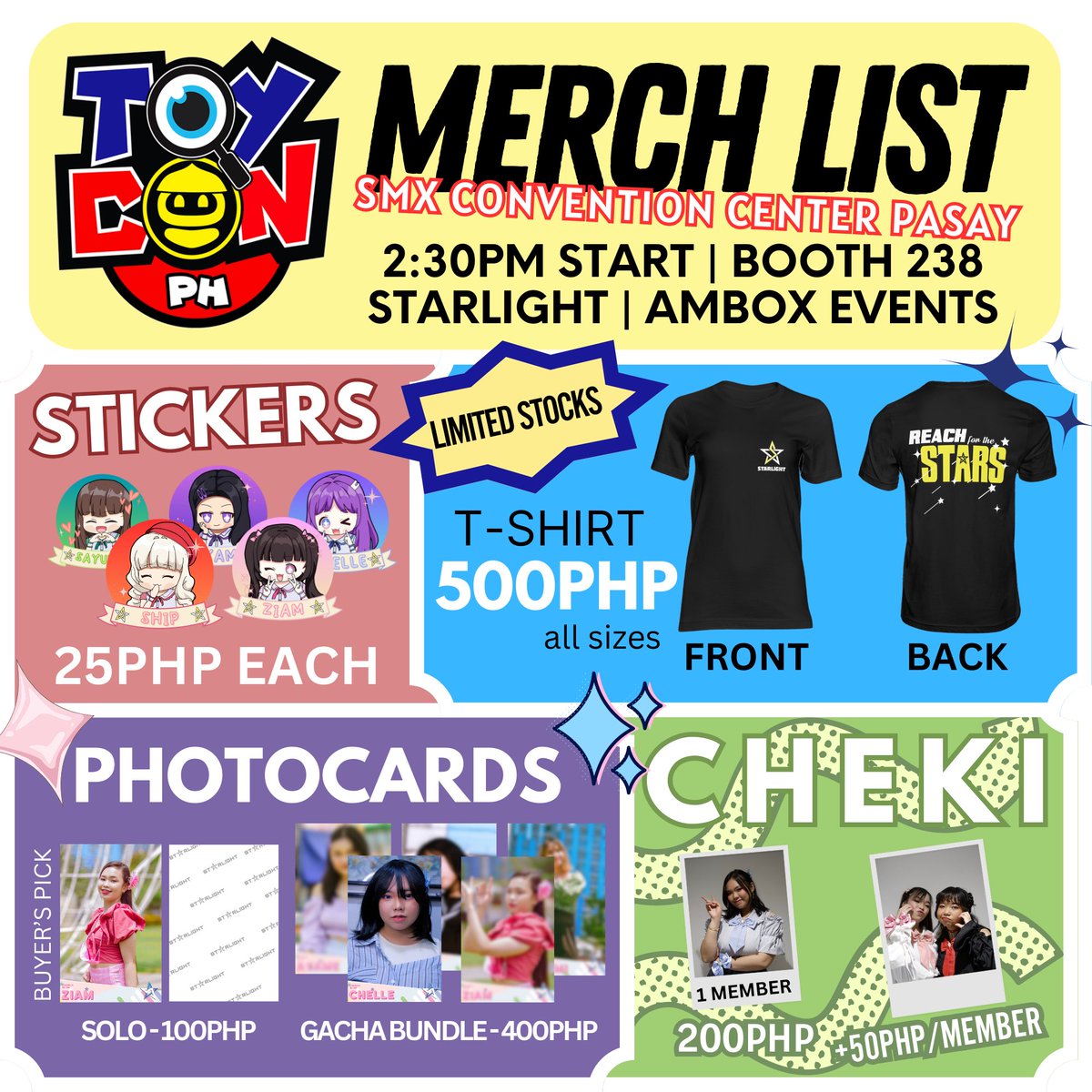 STRLGHT_Opisyal's tweet photo. [TOYCON 2023 MERCH LiST]

Below is our Merchandise List to be sold at Booth 238 @ SMX Convention Center Pasay (5min walk from SM Mall of Asia Music Hall) https://t.co/tc03kYQJAi