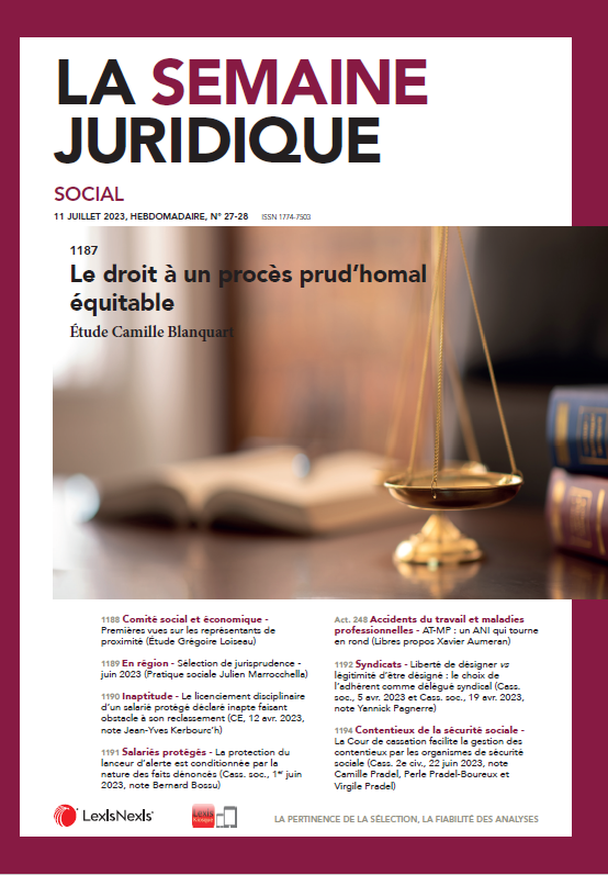 JCP_Social's tweet image. À la une du JCP S n° 27-28 #Lexis360 #LexisKiosque (lexiskiosque.fr) une étude de Camille Blanquart : "Le droit à un procès prud’homal équitable"  

Le prochain numéro (n° 29) paraîtra le 25 juillet 2023.

Bonne lecture et bon week-end !