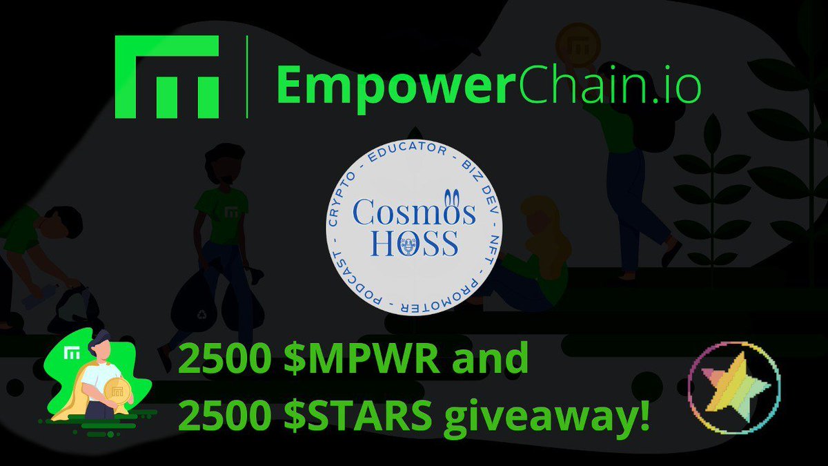 $60 | 2 Winners | 48 Hours  

To celebrate the $MPWR listing on <a href="/StreamSwap_io/">StreamSwap ⚡️⚡️</a> 

I teamed up with <a href="/empowerchain_io/">EmpowerChain♻️💚</a>.   

Up for Grabs:  

2500 $MPWR 

2500 $STARS 

~ $60.00 USD  2 x 2500   

To Enter:  

1⃣Follow: Me + <a href="/empowerchain_io/">EmpowerChain♻️💚</a> 
2⃣Like+RT  
3⃣Tag 3 Frens

48 Hours ⏰