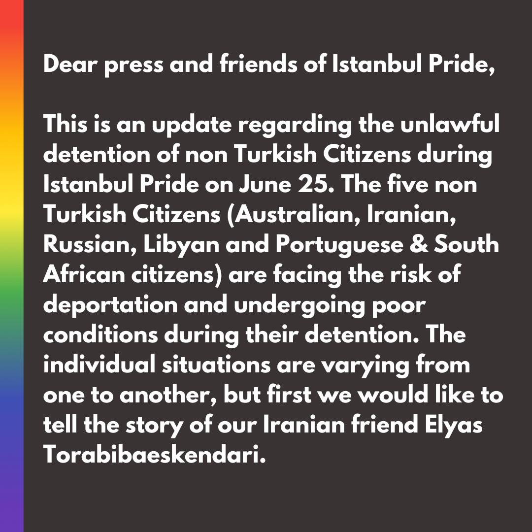 Border_Violence's tweet photo. Solidarity with @istanbulpride, who are calling for international support to put pressure on the authorities to "end the unlawful and prolonged detention of our friends."
Full info: https://t.co/axAdz8wIQm
#pridecantbedetained
#pridecantbedeported
#freeistanbulpride https://t.co/WI2IsrssV0