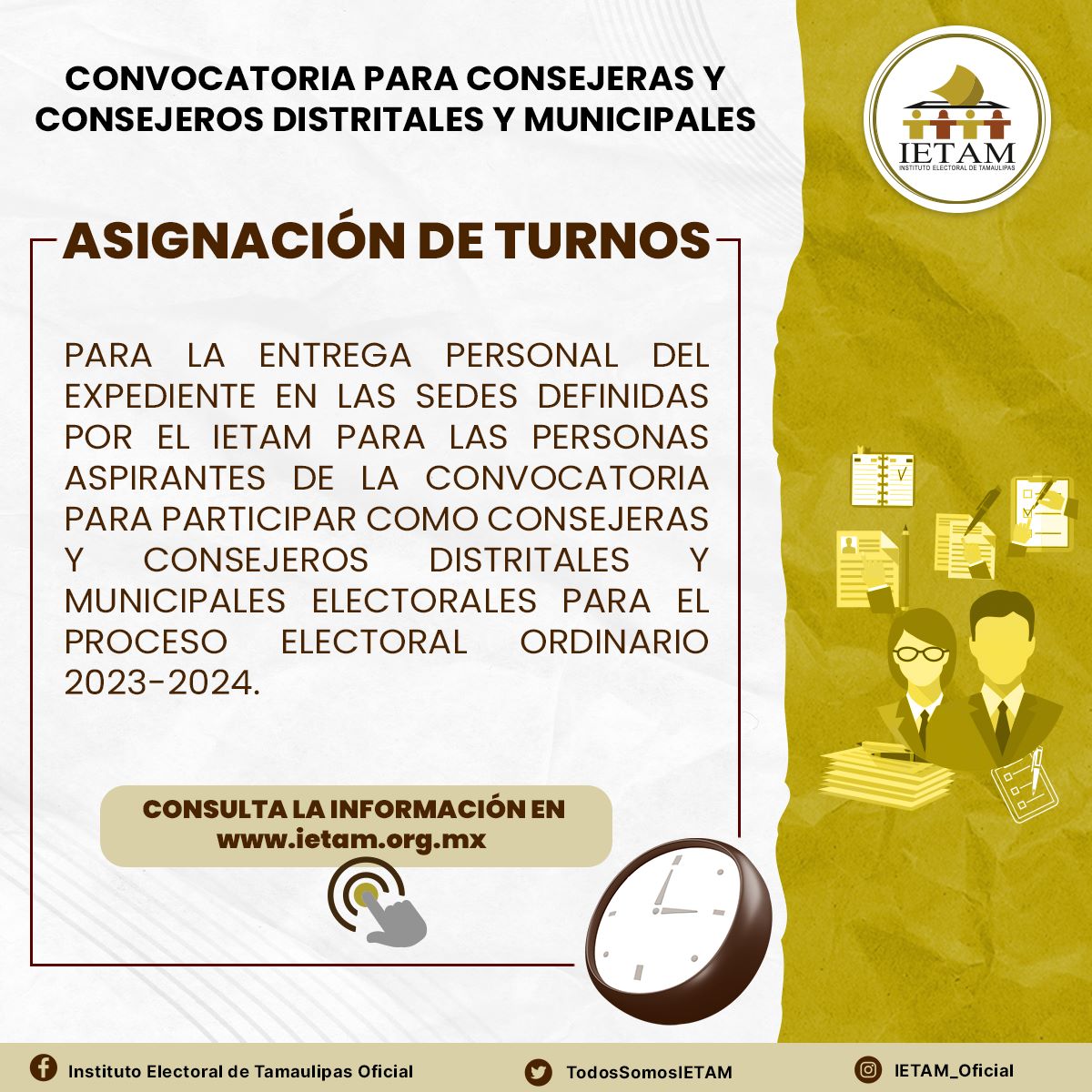 TodosSomosIETAM's tweet image. 📣¡AQUÍ TE LO DECIMOS! 🚩Conoce el #día #lugar y #hora de la entrega de tu expediente. ¡Te esperamos!

¡Encuéntralo en la #SEDE correspondiente! 👇
ietam.org.mx/Portal/documen…