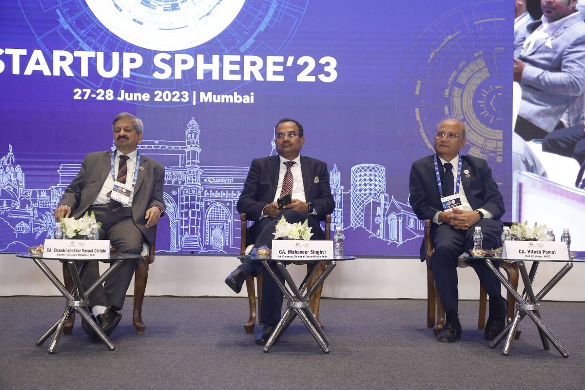 MahavirSinghvii's tweet photo. Glad to speak at the #ICAIStartUPSphere event on govt. ecosystem for startups organised by @theicai a few days ago at Mumbai.  Also talked about the stupendous role startups are playing in the emerging tech filed and in fostering innovations. @MEAIndia #startupindia @startupicai https://t.co/mdo46f16nR