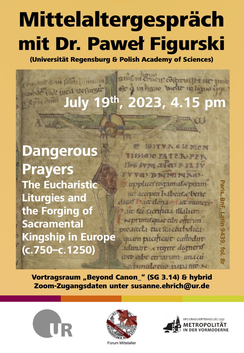 While others bask in the sun, I'll be speaking about my book project in Regensburg. What's good about it? You can join in online from anywhere in the world!🌐Save the date 🗓️ July 19th at 4:15 pm (CEST). Secure your spot by email. Details below #medievaltwitter #twitterstorians