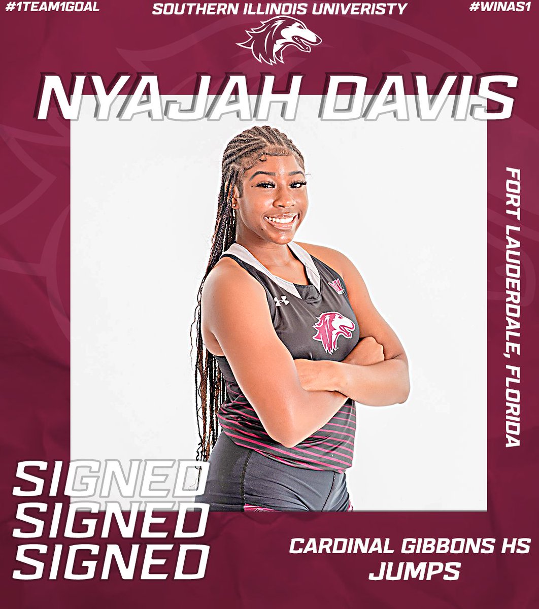 𝐒𝐈𝐆𝐍𝐄𝐃: Nyajah Davis is heading to Southern Illinois!!🖊️ 

#1Team1Goal | #Salukis