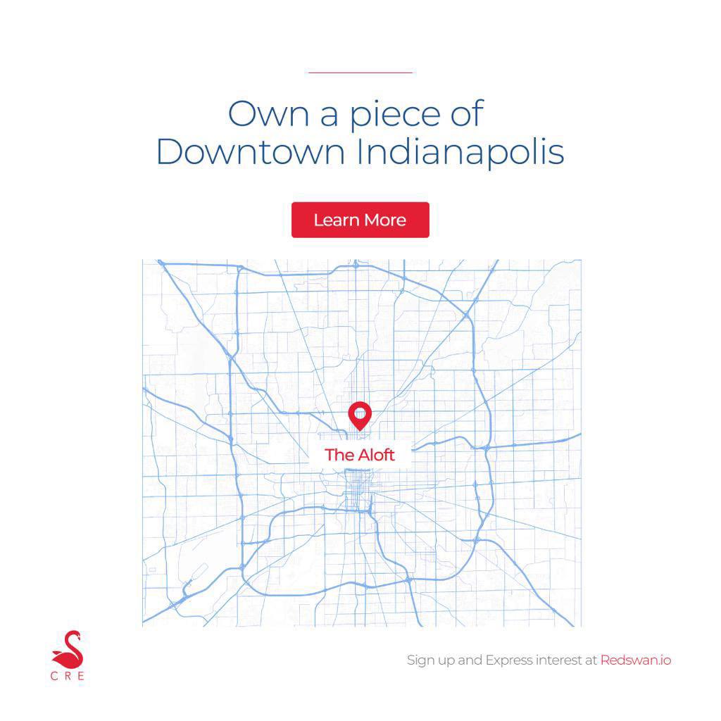 RedSwanAfrica's tweet photo. Start the first step in owning shares of real estate. Express interest in the Aloft Indianapolis Downtown on the #Redswan marketplace
Learn more here: https://t.co/qHjnPC5WUX
#redswancre #investment https://t.co/cNYsGshqSX