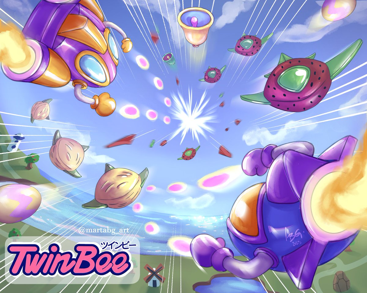 Another Konami fan art from the classic NES, this is another one of my favourites, Twin Bee 🚀🚀/ Otro fan art de Konami de la mítica NES, este es otro de mis favoritos, Twin Bee 🚀🚀#twinbee #fanart #nintendo  #konami #retrogaming #ツインビー #CLIPSTUDIOPAINT  #madewithwacom