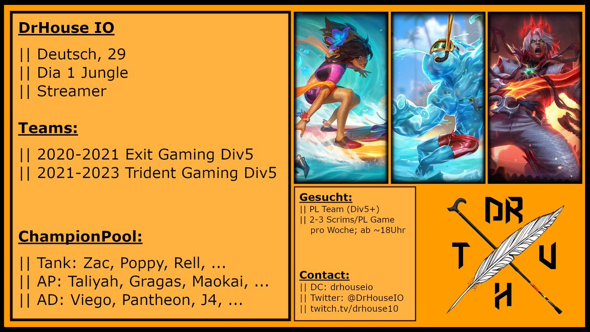 Heyjo, ich suche als Jungler ein Team für PL Div5+.
Meldet euch und gerne retweet. Dankö.