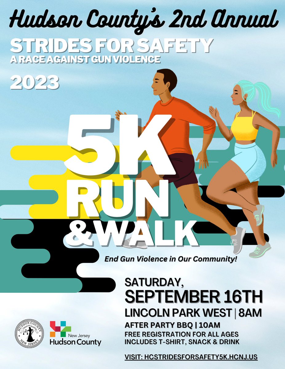 VisitHudsonNJ's tweet photo. Registration is now open for Hudson County's 2nd Annual Strides for Safety: A Race Against Gun Violence 5K Run & Walk being held on Saturday, September 16th at Lincoln Park West!
https://t.co/2WPkEcfyk5
#HudsonCounty #StridesforSafety #5k #Run #Walk #EndGunViolence #community https://t.co/PvDVFmIOGY