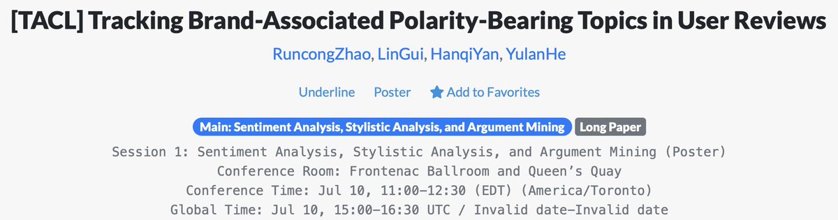 Excited to share our #ACL2023NLP paper which proposes a novel dynamic Brand-Topic Model, tracking brand scores and polarity-bearing topics over time. Join us at Poster Session 1. @yan_hanqi @yulanhe #NLProc #sentimentanalysis #TopicModel
arxiv.org/abs/2301.07183.