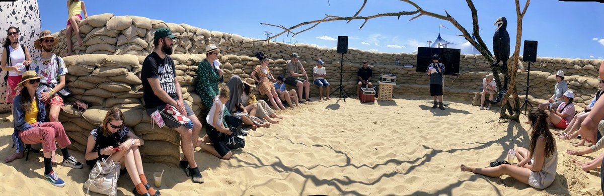 nemocentric's tweet image. I've long dreamed of delivering a lecture—on mass extinction &amp;amp; eco crisis—in blazing sun, inside a massive reconstructed dinosaur nest, next to a 3D-printed velociraptor

Weirdly, this just came true at Pohoda Festival

Thanks András Cséfalvay for making the site-specific eggs 🦖