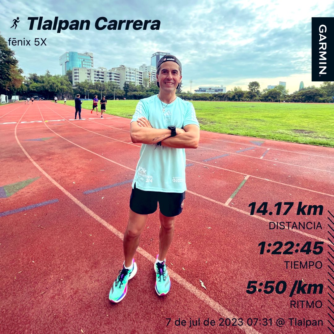 ironpapi912's tweet image. #FelizViernesATodos 🏃🏻‍♂️🏃🏻🏃🏼‍♀️
Viernes de  pista 😅
Calentamiento 3km 🐢
Repeticiones 3 x 2.4km a 4’05km ⚡️ 
Afloje 3 km 🐢
@yoelegicorrer1 @KMSxELA 
#ZIVARUN #runningteam