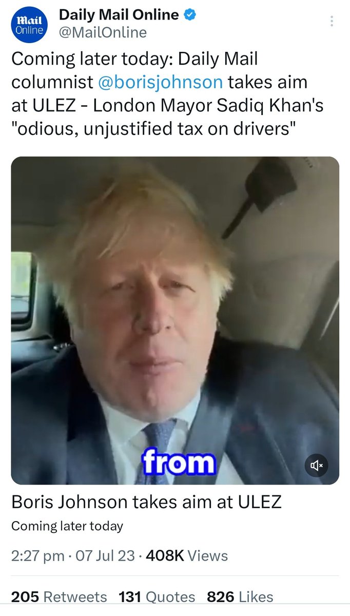 Otto_English's tweet photo. Boris Johnson thinks you're stupid. The man who gave us ULEZ thinks you're too dumb to remember.

A story, in three parts https://t.co/SlYjbLFdnB