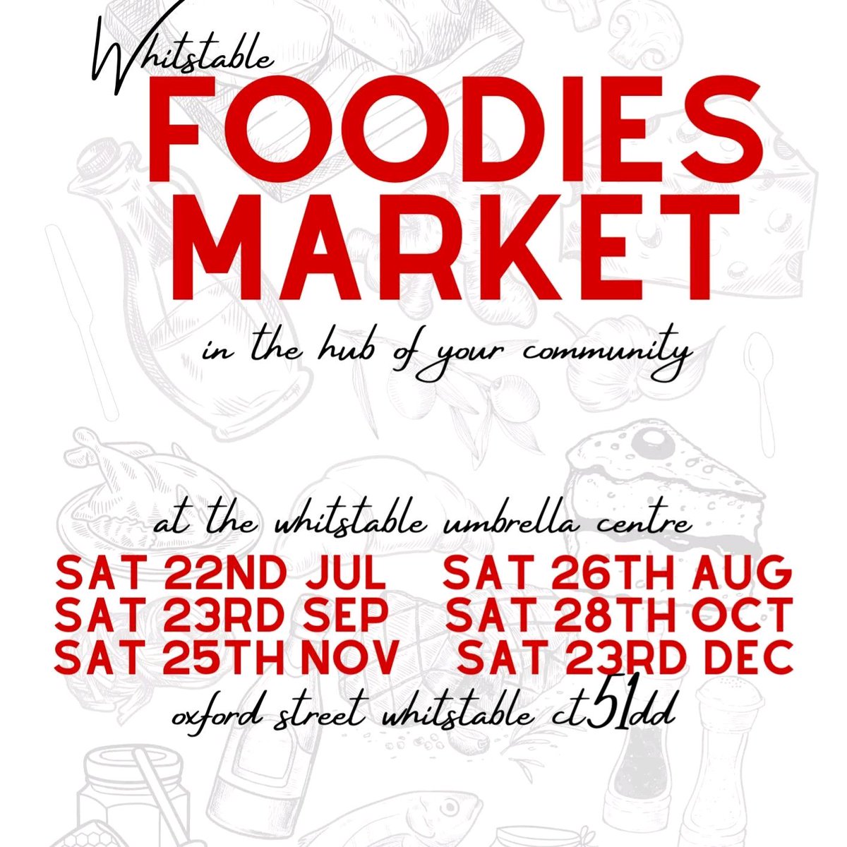 Whitstable Foodies Market have launched, monthly at the Umbrella Centre!🥳 This has been arranged to support the charity and the great work they do; with some much needed funding! Come along to grab some great grub! #Whitstabletogether #shoplocal  #community #Foodies