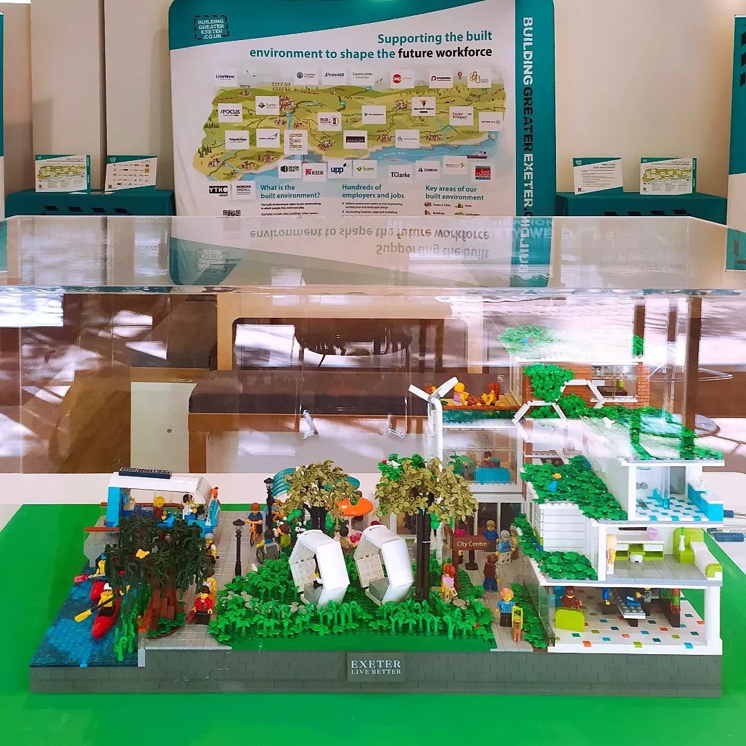 Check out this cool Lego build for tomorrow's Building Greater Exeter Open Day! This is a little imagination of future Exeter: lots and lots of walking space &amp; covered in green 💚
Remember to come tomorrow (8th) 10-4 - we got cool Lego and new career opportunities 🙌