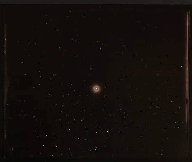 "July 7/8 1912" (not dated), by Linda Connor, b. 1944.
Photograph (Courtesy of the University of California Observatories, Lick Observatory; original negative made by anonymous)

8 5/8 x 10 5/8 in. Linda Lee Alter Art by Women Collection, 2011.1.242n. ©Linda Connor/Charles Simic