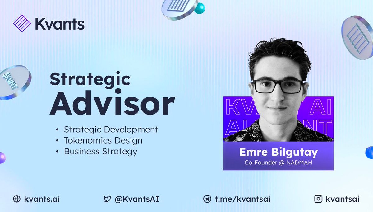 🔦 Advisor Spotlight Announcement 🔦⚡️

We're over the moon to welcome Emre Bilgutay, Co-Founder of NADMAH, to the <a href="/KvantsAI/">Kvants</a> advisory board! 🚀🎉

Emre is a veritable goldmine of knowledge and experience in areas such as:

1️⃣ Strategic Planning
2️⃣ Tokenomics Architecture
3️⃣