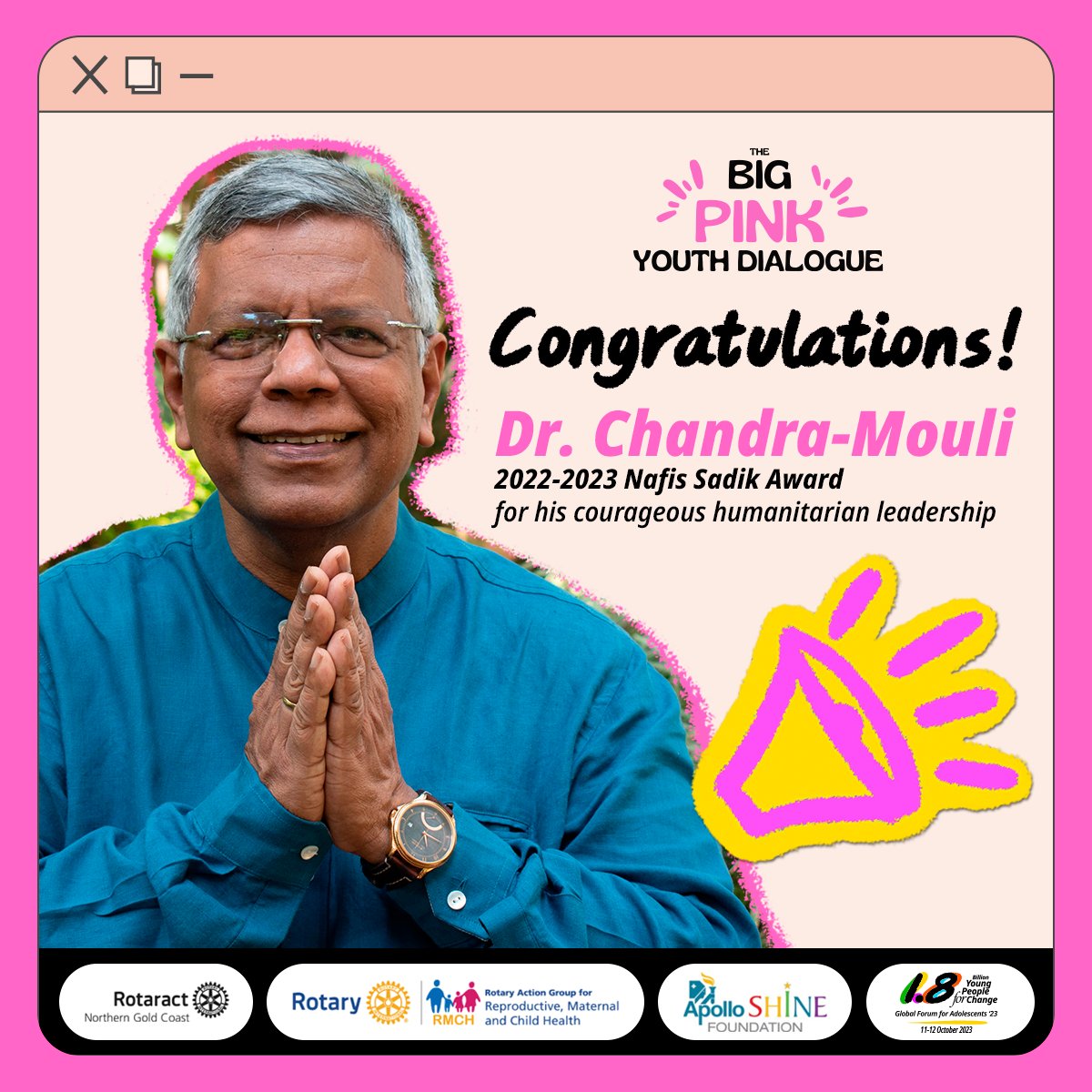 🎉 Congratulations to @ChandraMouliWHO @WHO on receiving the prestigious 2022-2023 Nafis Sadik Award from the Rotary Action Group! This well-deserved recognition celebrates courageous humanitarian leadership in reproductive, maternal, and child health. Read more…