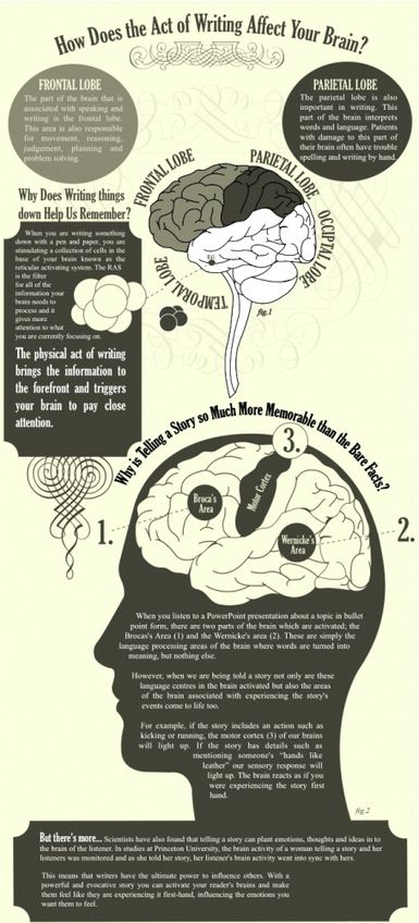 How does the act of writing affects  your brain?