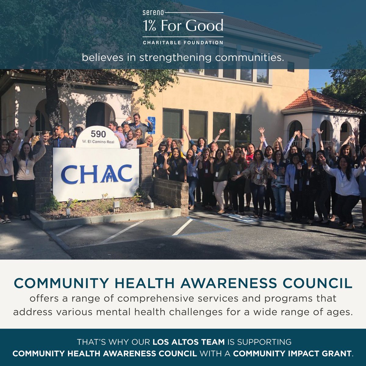 debra_ahn's tweet photo. Sereno 1% For Good Charitable Foundation is honored to support the Community Health Awareness Council, offering services and programs addressing various mental health challenges.

Sereno 1% For Good Charitable Foundation awards grants to local... https://t.co/ZWv96pdCEH https://t.co/TFHeeZoxVK