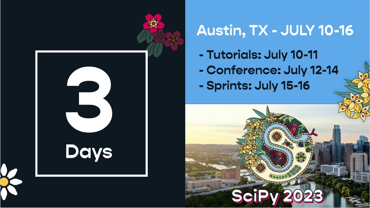 SciPyConf's tweet photo. ⏰#Scipy2023 will be here in 3 DAYS ⏰

Reminder that we are offering #BirdsofaFeather sessions! Join us in classrooms 103, 104, and 105 on July 12-14 for #BoFs; an excellent opportunity for community building, or weigh in on a 🔥 hot topic. https://t.co/uodI39ttwb https://t.co/MegmzwRELs
