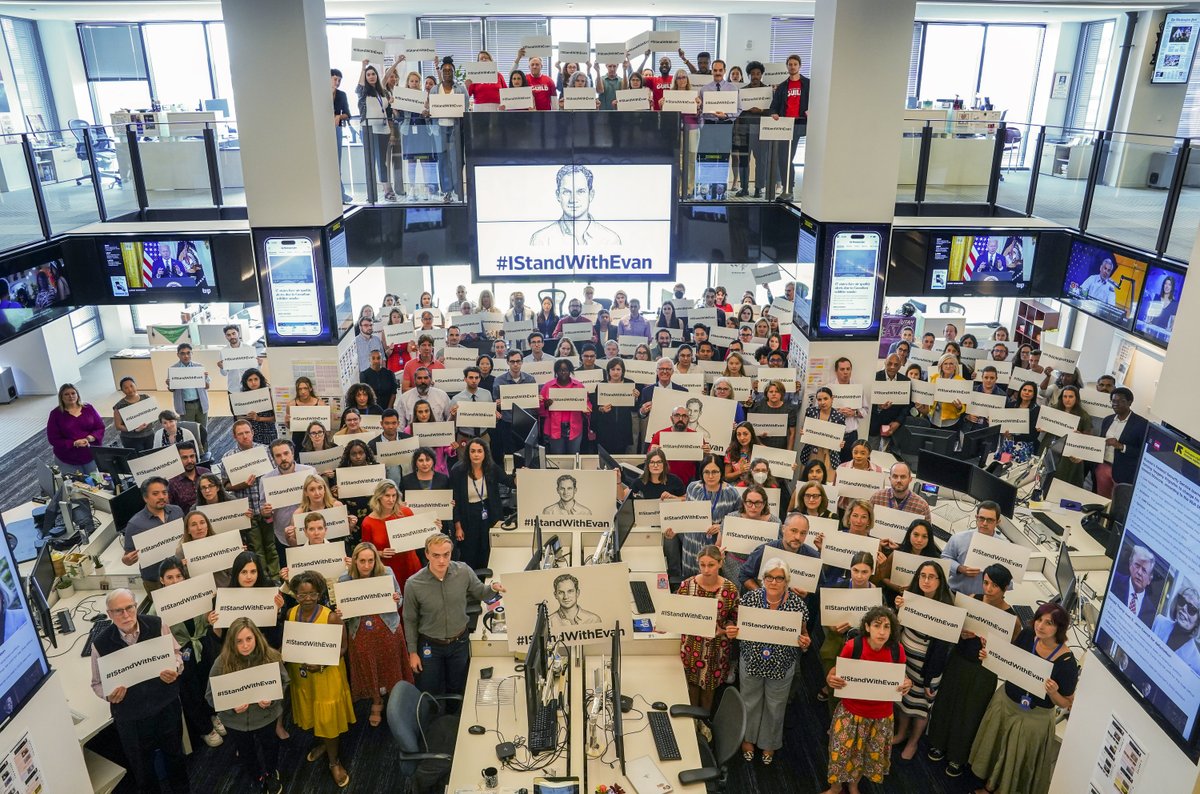 It's been 100 days since @WSJ reporter Evan Gershkovich was wrongfully detained in Russia and falsely accused of espionage. Journalism is not a crime. Free press is crucial to maintaining a free society. Especially on this difficult milestone, our newsroom #StandsWithEvan.