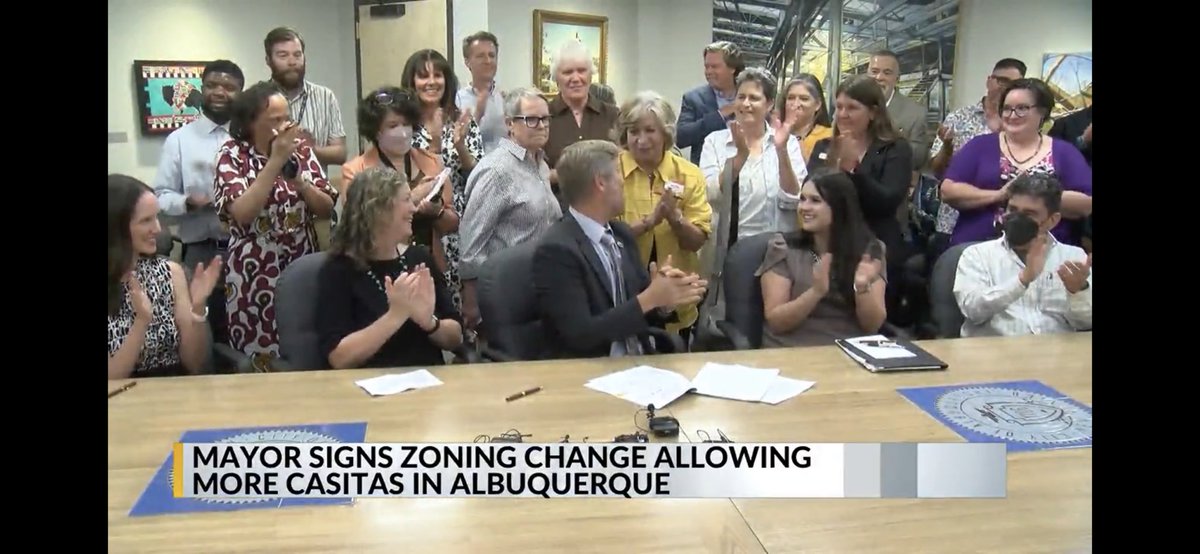 Rhiannon_Samuel's tweet photo. Thanks @MayorKeller for signing the Housing Forward ordinance yesterday!  @naiopnm was an advocate for this legislation alongside a diverse community groups dedicated to finding a place for people who want to make ABQ their home. This was a great 1st step, more work to come! https://t.co/DjY5JV4bwo