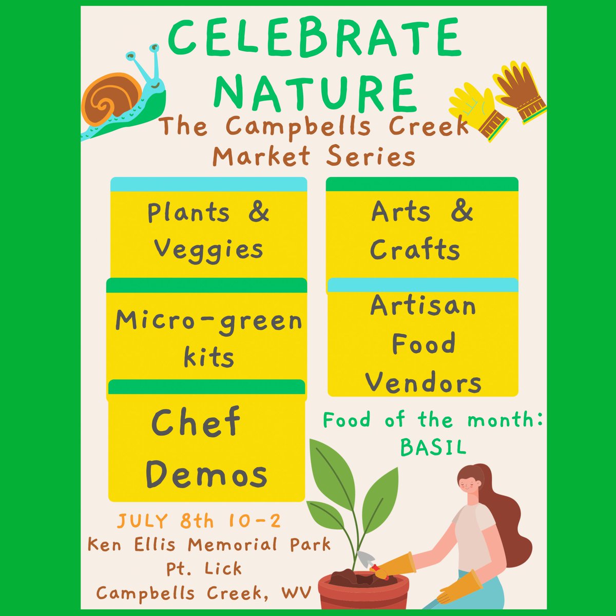 Hey guys tomorrow is our first farmers market that is not in tandem with an already existing event. 

I want to have a huge crowd to show the people at the park these events are what people want.  

Please share, kids games, free produce vouchers, local vendors