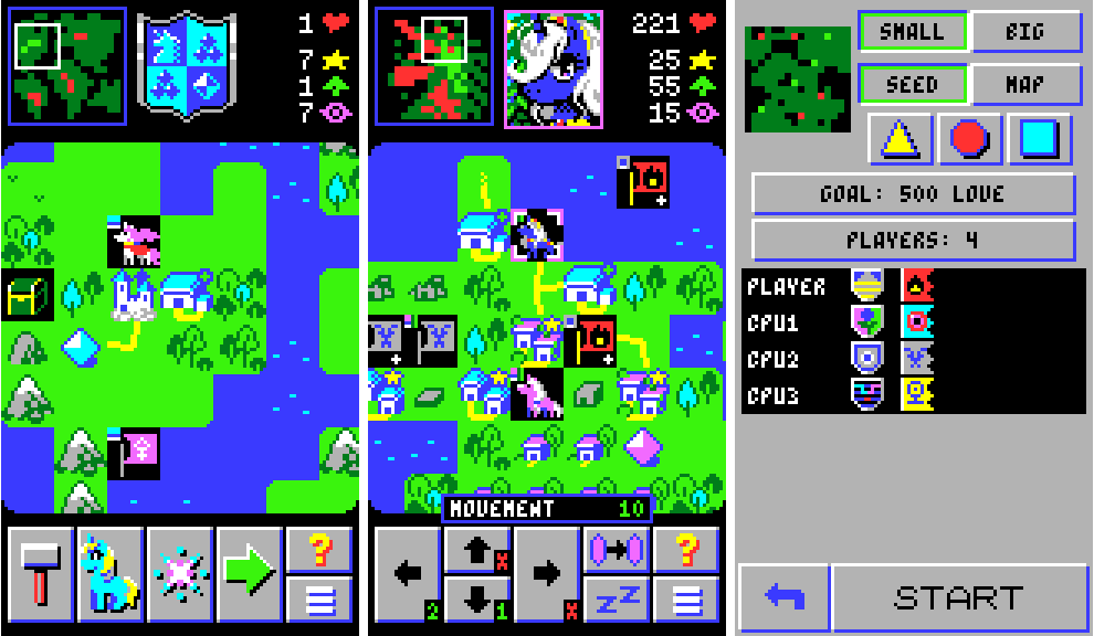 Regnsloja's tweet photo. finished my pony strategy game! very light 4x, leaning towards puzzle game kinda.
android: https://t.co/308cWtjIkI
desktop: https://t.co/Y8YWt1zNRx
#indiegame #mylittlepony https://t.co/dbWyy1pcz8