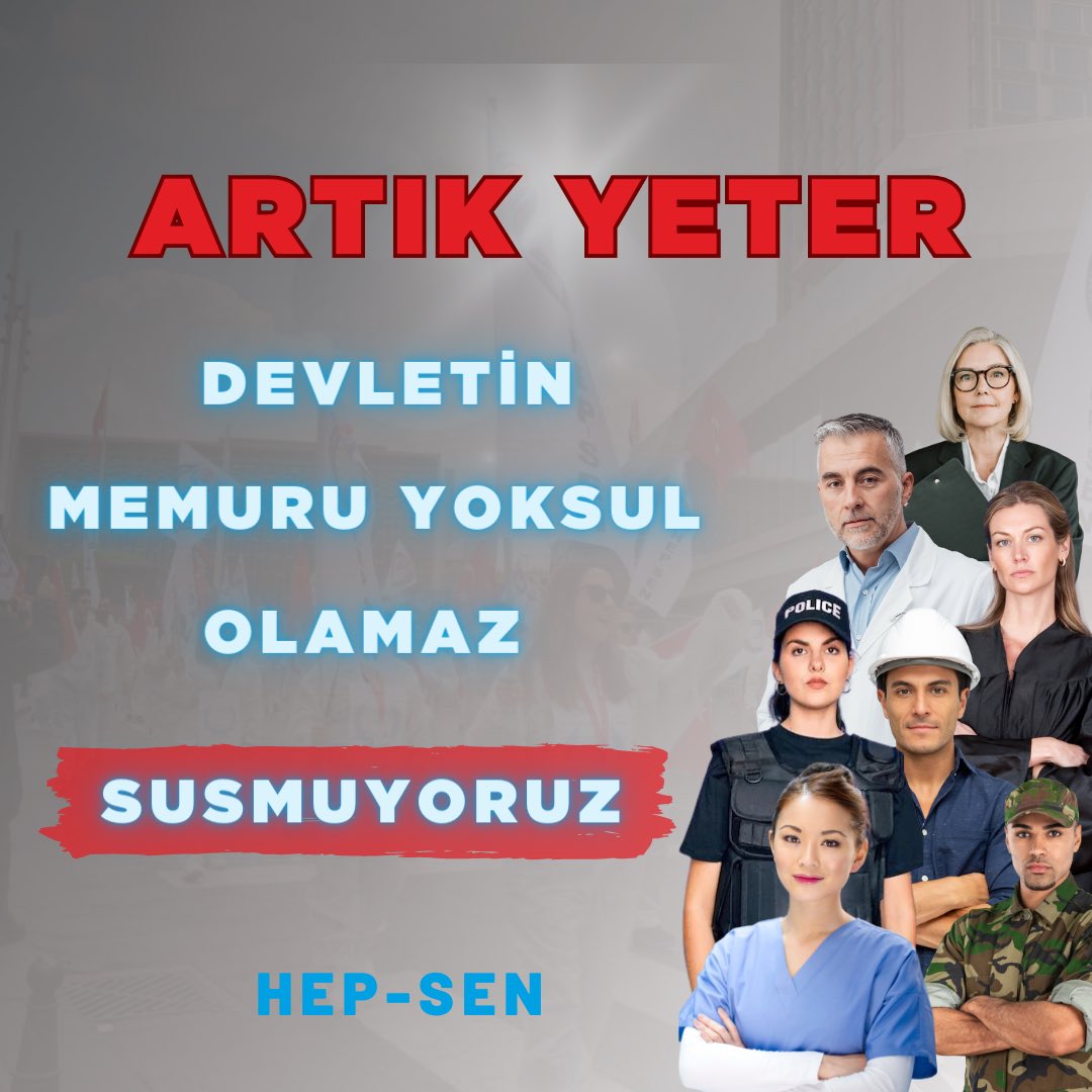 Artık Yeter ! 
Devletin Memuru Yoksul Olamaz! 
Susmuyoruz! 

#MemurHakkınıİstiyor