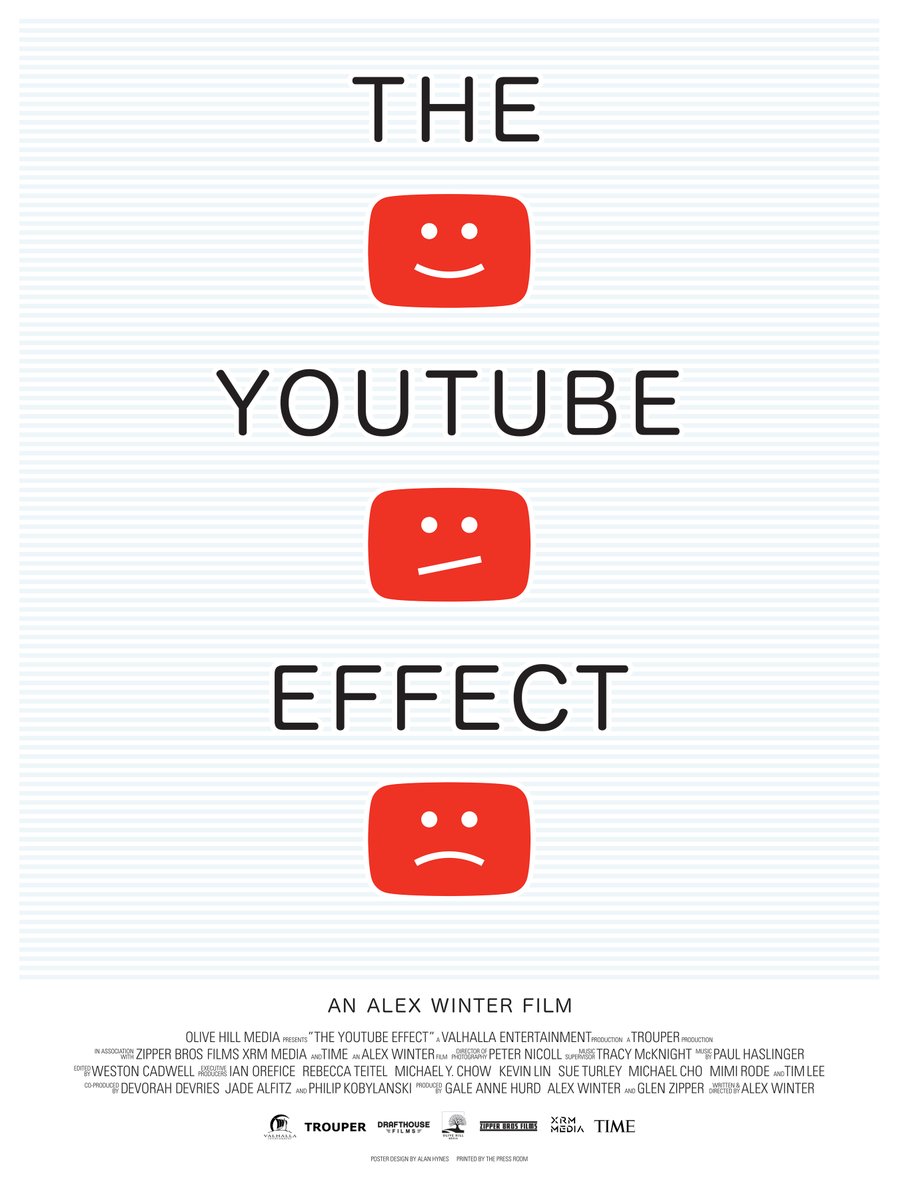 Feast your eyes upon the special edition poster for Alex @Winter's <a href="/YouTubeEffect/">The YouTube Effect</a> designed by <a href="/alan_hynes/">Alan Hynes</a> 💯

THE YOUTUBE EFFECT is now playing exclusively with <a href="/alamodrafthouse/">Alamo Drafthouse</a> featuring in-person Q&amp;As with Alex and guests across the country all week 🎟 yteffect.com