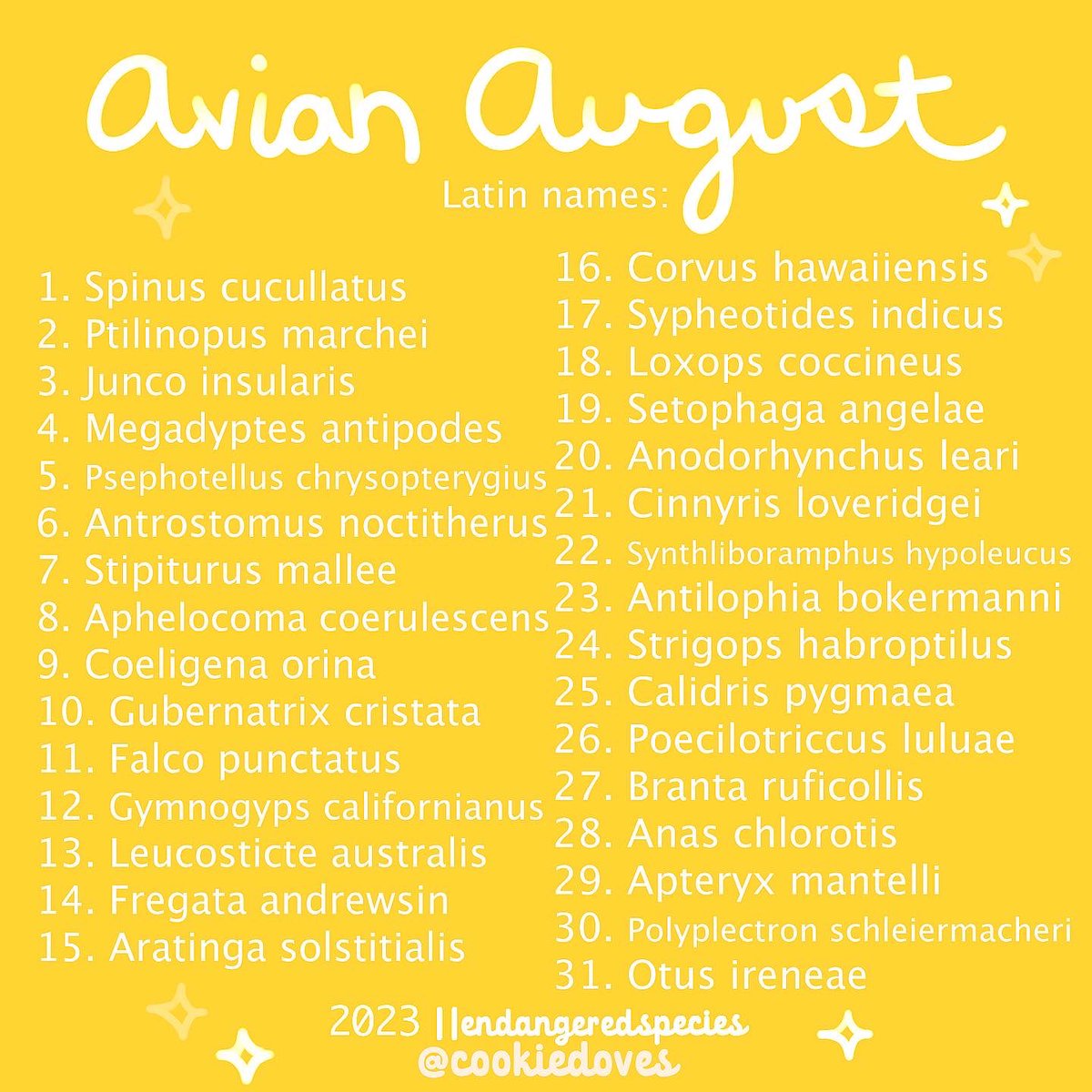 cookiedoves's tweet photo. ✨ Yes!! It’s time for another #AvianAugust!! https://t.co/00hrZ6X0Ql