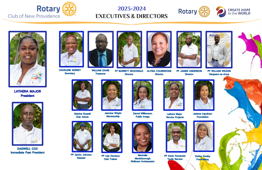 The Rotary Club of New Providence 2023-2024 Executive &amp; Directors. #Rotary #district7020 #RCNP #PeopleOfAction #CreateHopeInTheWorld #togetherweinspire