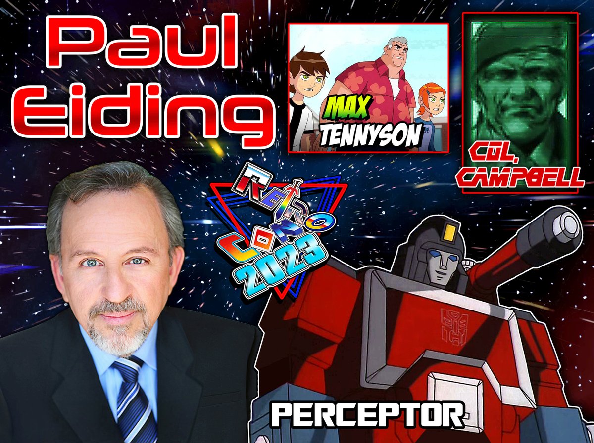 Please welcome Paul Eiding to Retro Con 2023! Paul was the voice of Perceptor on G1 Transformers, Col. Campbell on Metal Gear Solid, Grandpa Max on Ben10, No-Zone on Toxic Crusaders and many more! #transformers #ben10 #metalgearsolid #roycampbell #toxiccrusaders #g1transformers