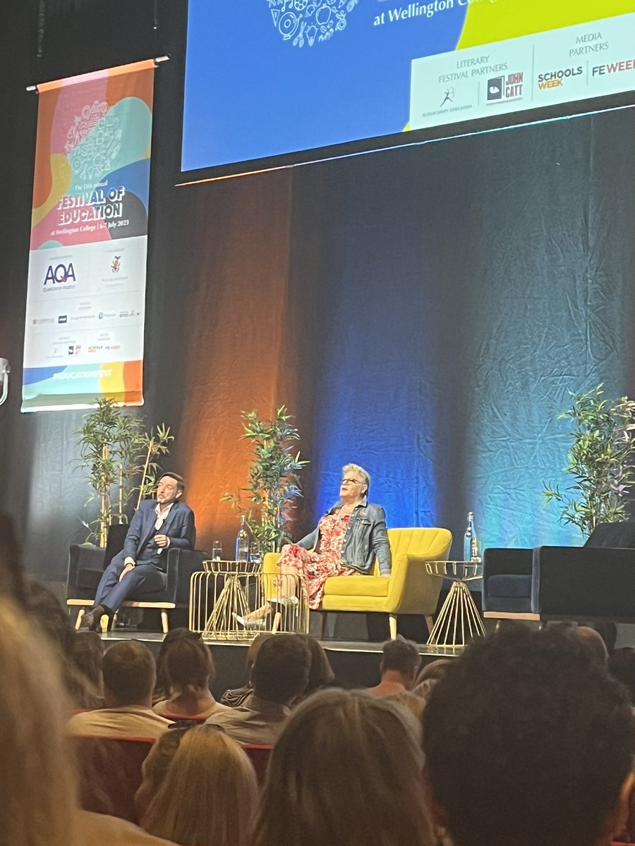 I loved seeing <a href="/eddieizzard/">Eddie Izzard</a> yesterday at the <a href="/EducationFest/">Festival of Education 🇬🇧</a> it was amazing to hear her stories about growing up, the challenges that she has faced and how she promotes positivity and a 2/3 full attitude <a href="/kestrelmead/">Kestrel Mead Primary Academy</a> #commonsense #inspiring
