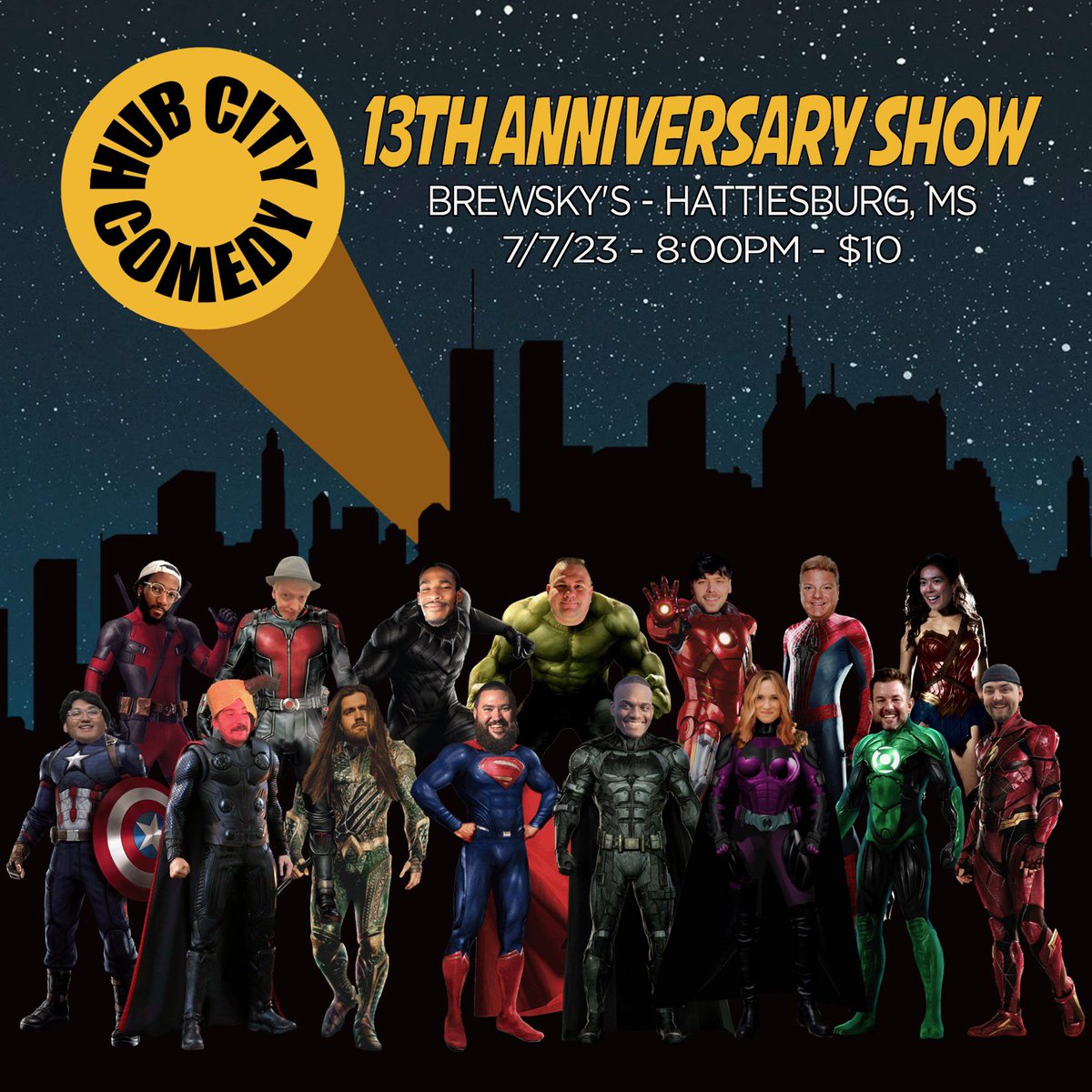 Hub City Comedy 13th anniversary show tonight!! Doors at 7 show at 8, you’re not gonna want to miss this, it’s gonna be an awesome show. Like this post and Retweet for a chance at free cover to the comedy show!