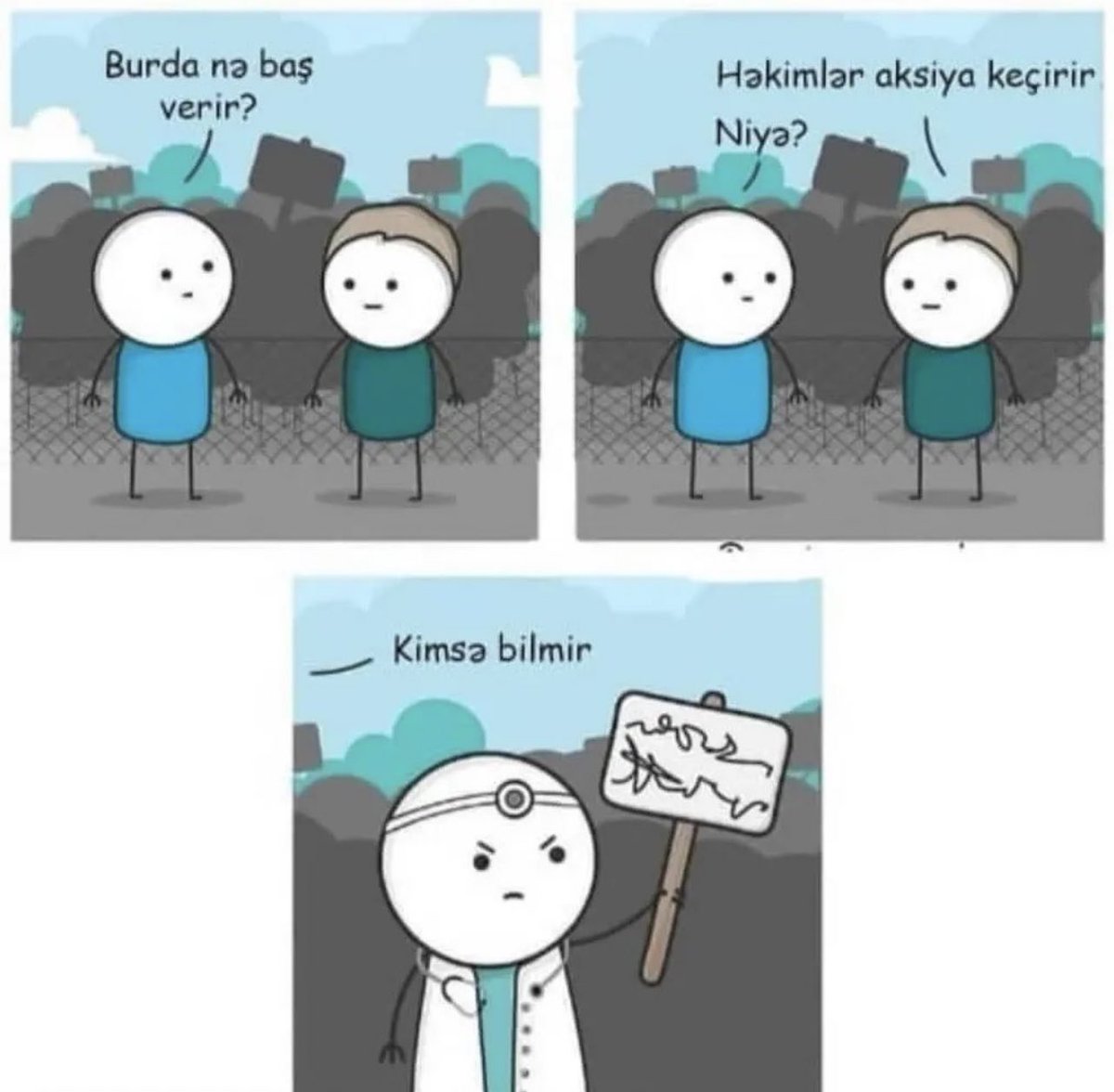 Boşluğuma gəldi çox güldüm))tibb işçisi olaraq bu haqlı isyana məndə qoşuluram😂