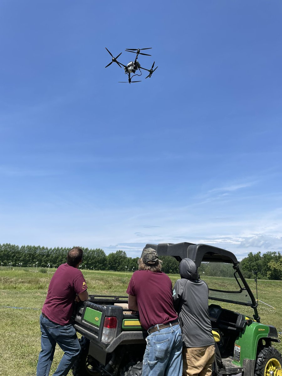 KimballLab's tweet photo. After a rough start to North country, we made good progress optimizing the spray patterns of our new T40! This is so much safer for our operators and provides high precision in our experiments, which will lead to more economical &amp; sustainable practices for our growers. https://t.co/4kuqwwy5JR