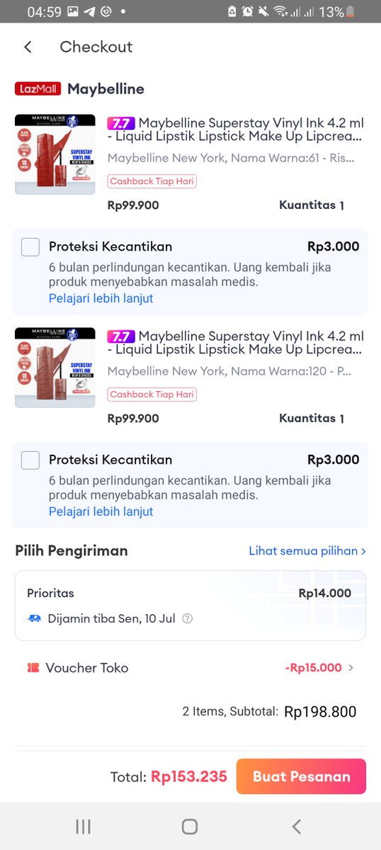 Prelovedbychaa's tweet photo. [OPEN JASA CHECKOUT LAZADA MURAH]
2 Maybelline Vinyl Ink cuman 153.235 !!!!!! bebas pilih shade ya guysss, original langsung dari Official store maybelline💕

Cek2 harga produk lain juga bisaa, dm aja yaaa!💖💓💗 #zonauang #checkout #jasacheckout #lazada wts wtb maybelline https://t.co/Q2lIf2NoKX