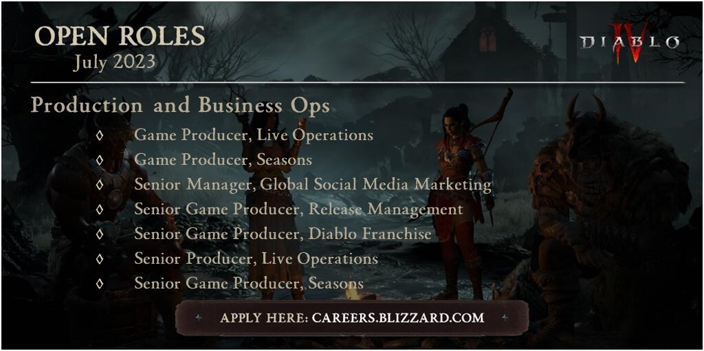 RodFergusson's tweet image. Lots of great stuff going on with Diablo IV - why don't you join us!  Here's some open roles: