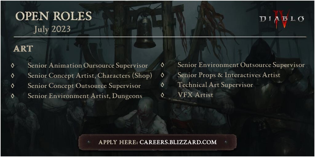 RodFergusson's tweet image. Lots of great stuff going on with Diablo IV - why don't you join us!  Here's some open roles: