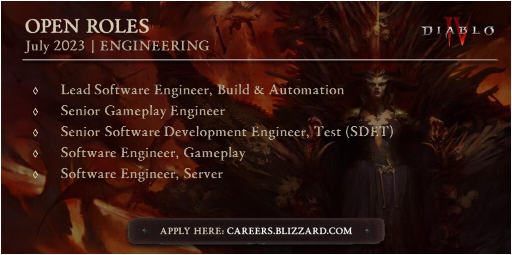 RodFergusson's tweet image. Lots of great stuff going on with Diablo IV - why don't you join us!  Here's some open roles: