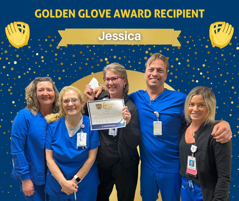 Congratulations to Jessica, RN on our Rapid Response Team, for receiving our hospital's Golden Glove Award! 🏆 Jessica, thank you for your dedication to providing outstanding care and keeping our patients safe! Dive into a new career that you love! MyGrandStrandHealth.com/Careers