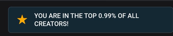 Yooo I just saw after 3 days on Onlyfans I made top 0.99% of all creators, that's crazy. Thanks for all