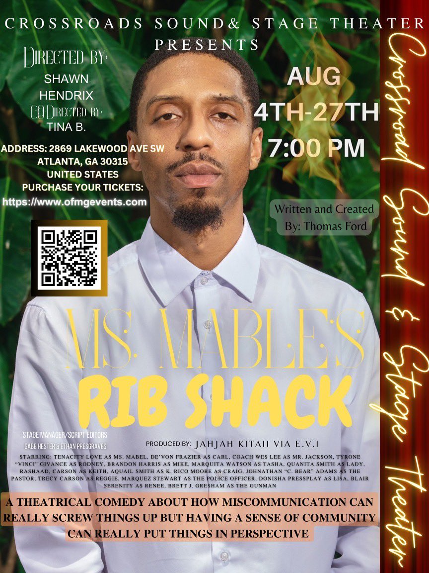 gresham_brett's tweet image. You gotta come see Ya Man, i and the rest of the cast @crossroadssst *ALL OF AUGUST* 🫡