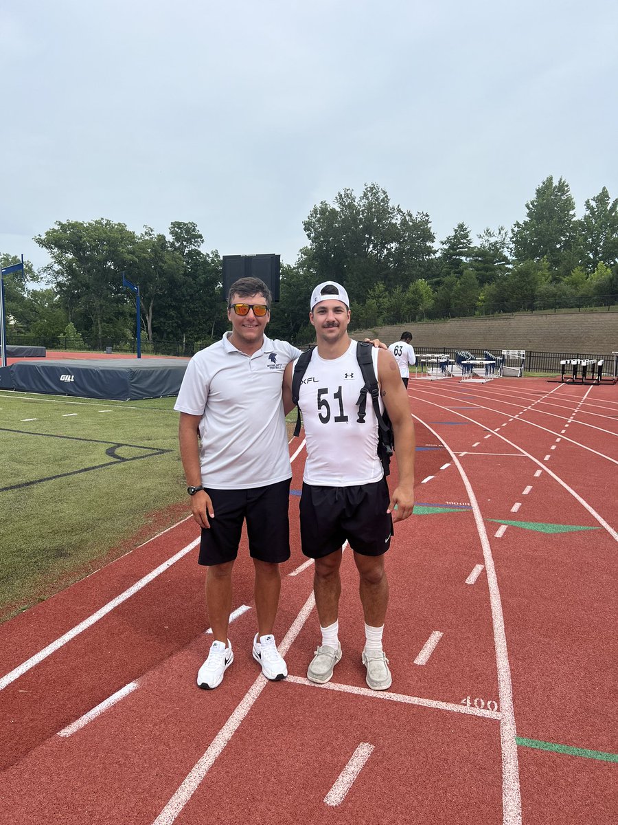 Great day here at Spartan Stadium for the St. Louis XFL tryout! Former Marian Knight wide receiver <a href="/Ben_stevens/">.</a> and former Kansas Jayhawk wide receiver <a href="/KaufmanHunter/">Hunter Kaufman ‎ϟ</a> really showed out! Continue to chase your dreams boys!!